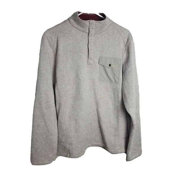Woolrich Mens Oatmeal‎ Drifter 1/4 Button Fleece Collared Sweater Size Medium - Picture 1 of 7
